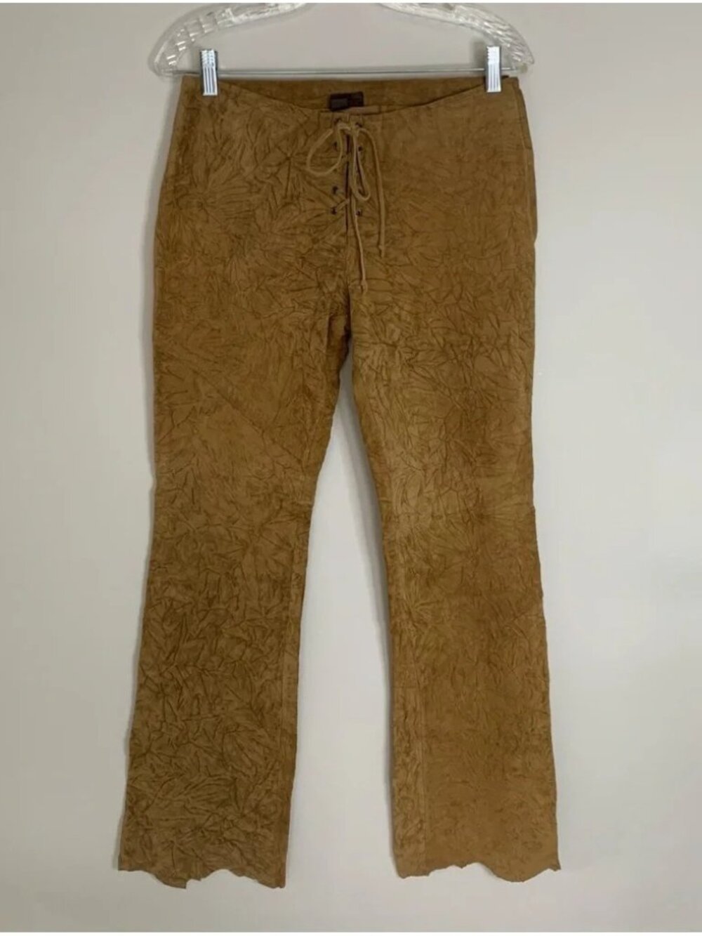 Danier  Suede Textured Leather Retro Pants Boho Hippie 6
